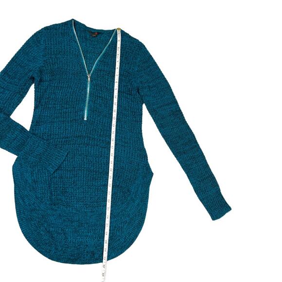 Guess Top Tunic Sweater Blue Long Sleeve Quarter Zip High Low Knit Women's Small - Picture 8 of 12